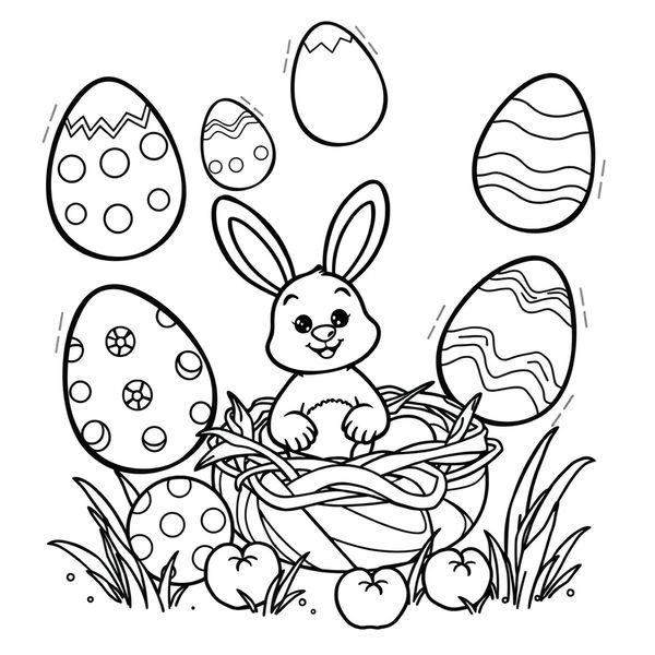 Kolorowanka — jajka i zajączek