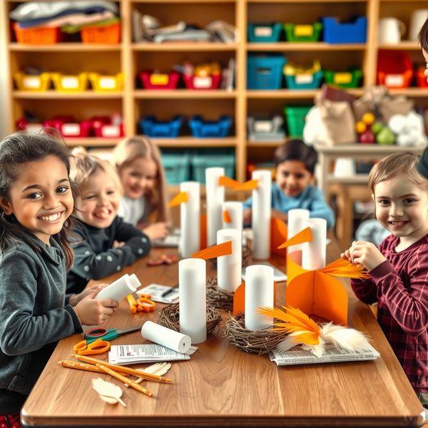 Dzieci przy pracy — tworzenie bocianów