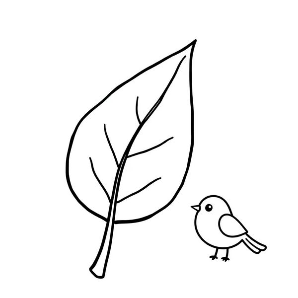 Kolorowanka — Liść i ptaszek