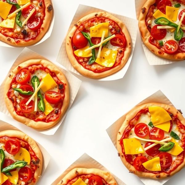 Zdjęcie: mini pizze na tacce (top-down)