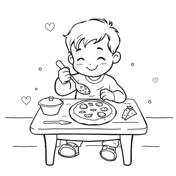 Kolorowanka: dziecko robi pizzę