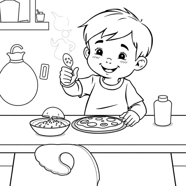 Kolorowanka: dziecko robi pizzę