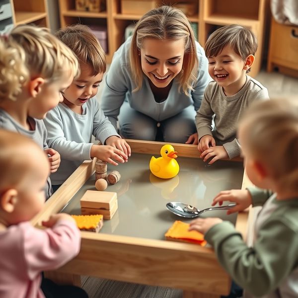 Scena zabawy sensorycznej: eksperyment pływalności