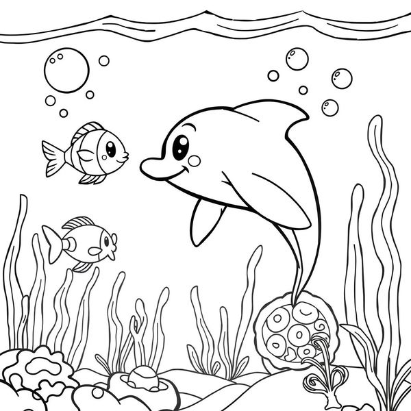 Kolorowanka: Delfin do ozdabiania