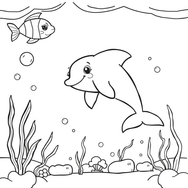 Kolorowanka: Delfin do ozdabiania