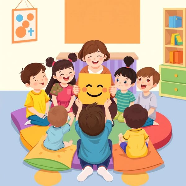 Plakat: Dzieci w kręgu z nauczycielem