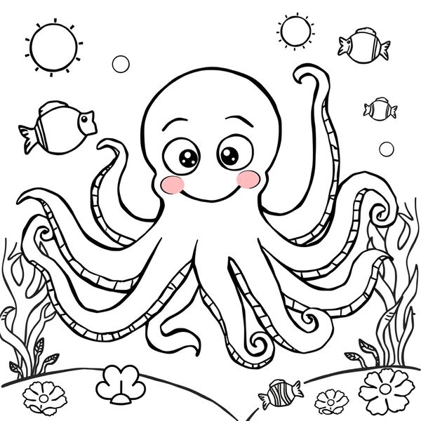 Kolorowanka: wesoła ośmiornica