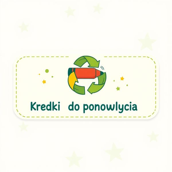 Naklejka/etykieta na koszyk — 'Kredki do ponownego użycia'
