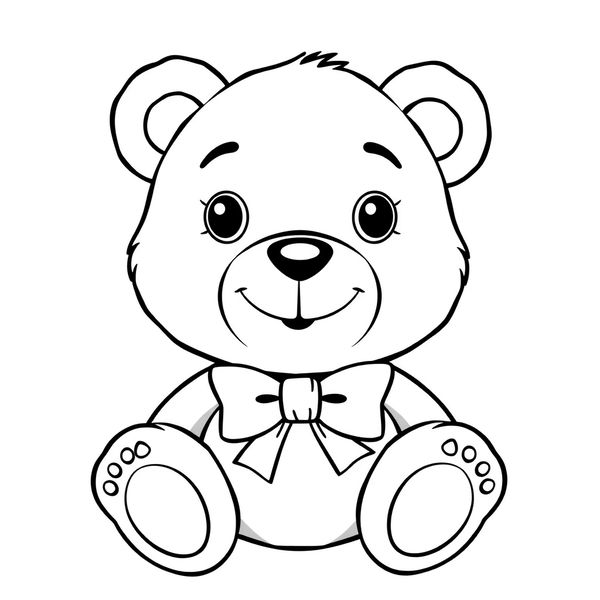 Strona do kolorowania — Miś z kokardką