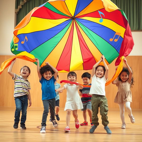 Zabawa z chustą — Taniec kwiatów i deszczu