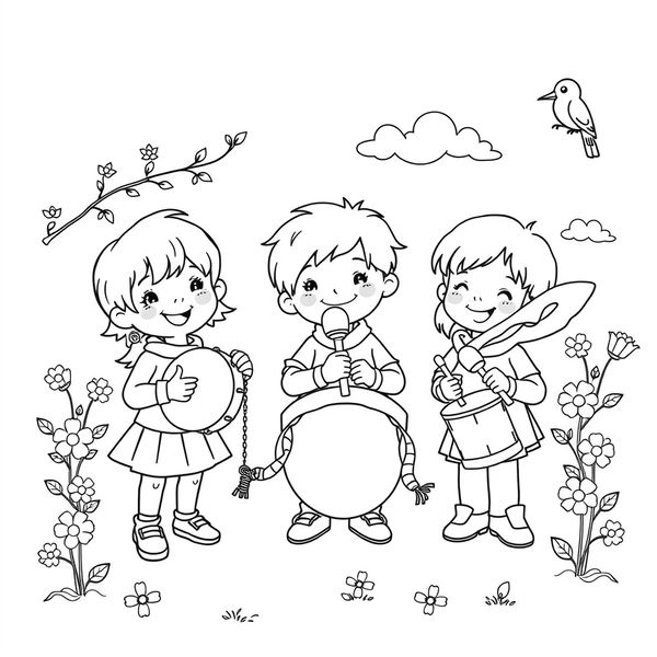 Kolorowanka — Wiosna z instrumentami