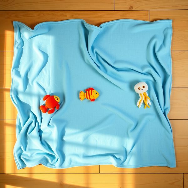 Mapa oceanu (niebieska tkanina z zabawkami)