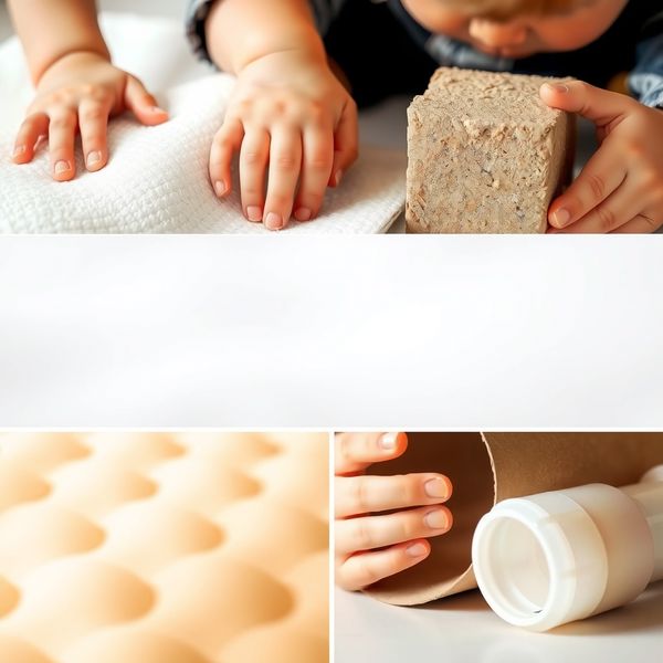 Zestaw obrazków sensorycznych: zbliżenia dłoni i faktur