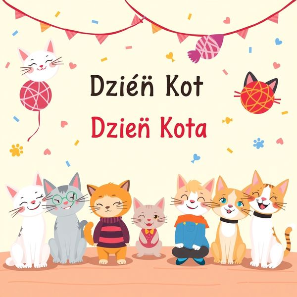 Plakat 'Dzień Kota' — dekoracja sali