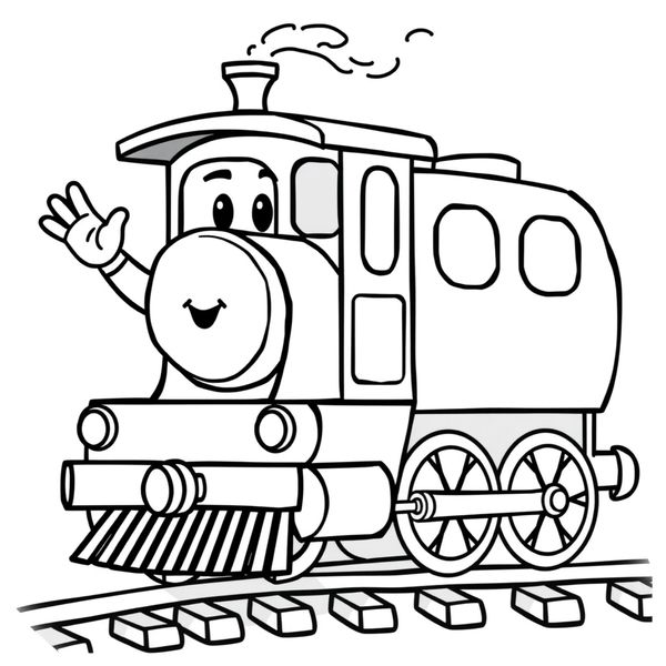 Kolorowanka: Pociąg z maszynistą (prosta, duże pola)