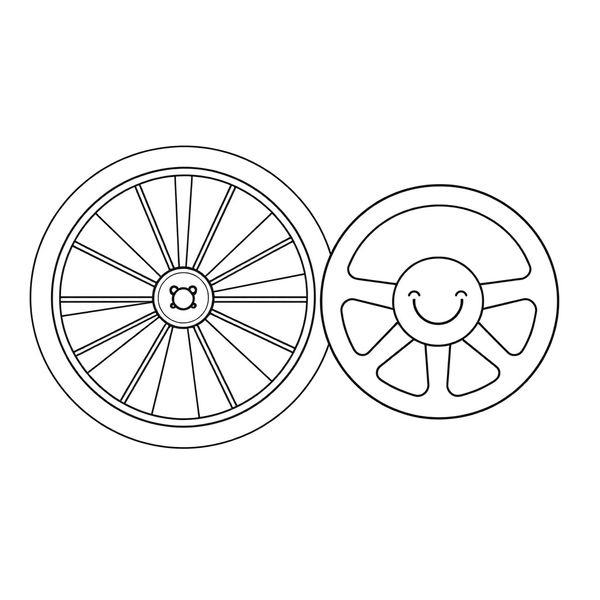 Kolorowanka: Koło i kierownica