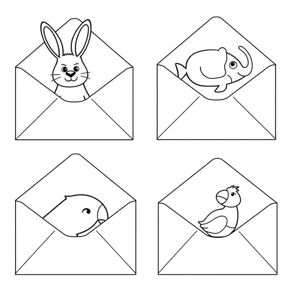 Kolorowanka: Koperty ze zwierzętami