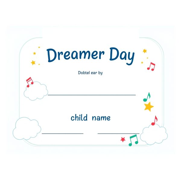 Szablon dyplomu 'Dzień Marzyciela' dla dzieci