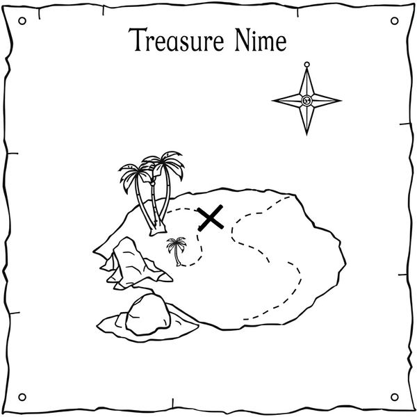 Szablon mapy skarbu A4 (line-art)