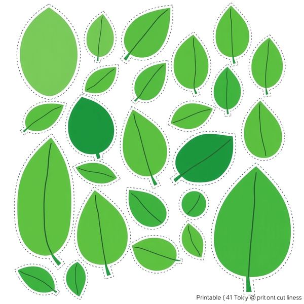 Arkusz liści do wycinania (różne rozmiary i odcienie)