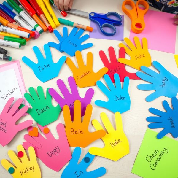 Wycięte liście w kształcie dłoni, ozdobione