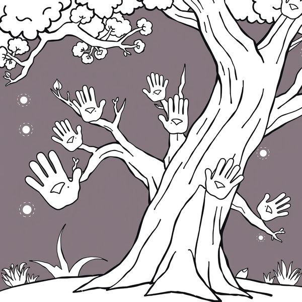 Kolorowanka: drzewo z miejscami na liście