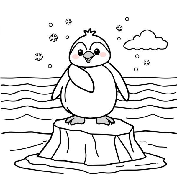 Kolorowanka — Pingwin na lodzie
