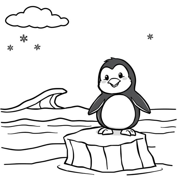 Kolorowanka — Pingwin na lodzie