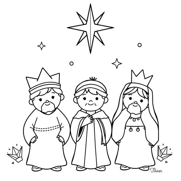 Strona do kolorowania: Trzej Królowie