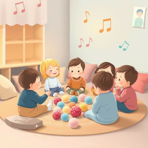 Scenka uspokojenia: dzieci głaszczą pompony