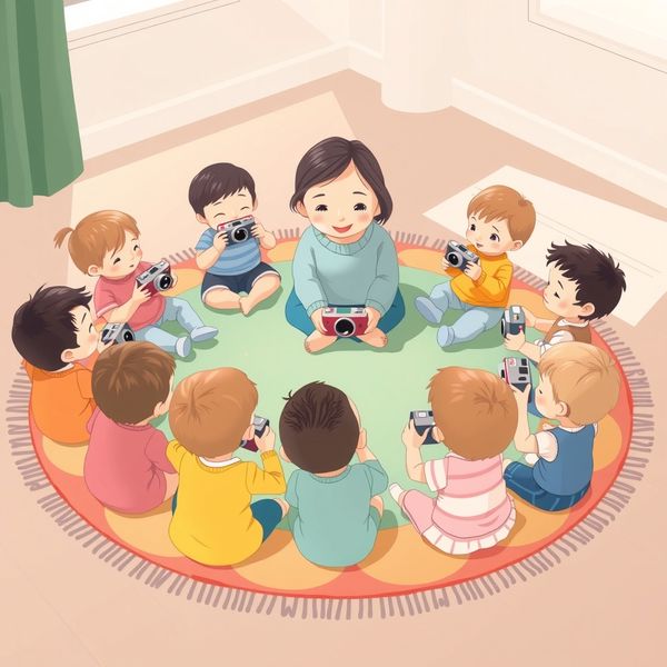 Ilustracja dokumentacyjna: dzieci bawią się aparatami