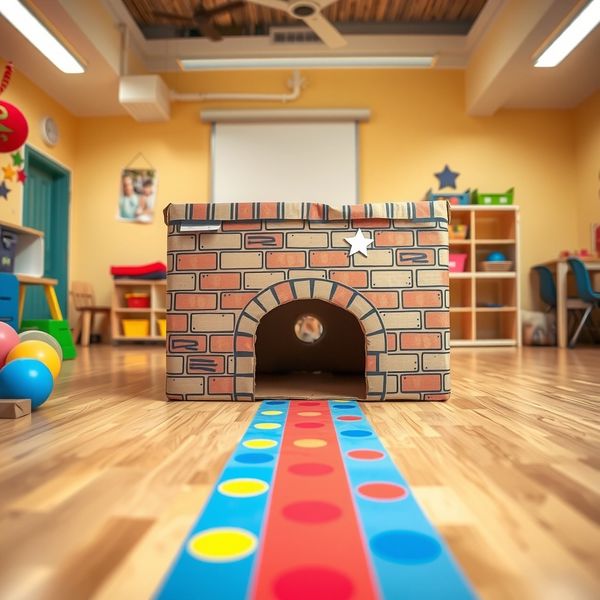 Zdjęcie sceny: 'komin' z pudła i ścieżka z taśmy