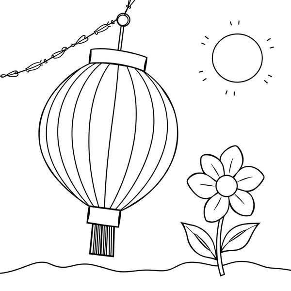 Kolorowanka: lampion i kwiat pamięci