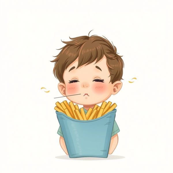 Ilustracja relaksacyjna — 'dmuchaj frytkę'