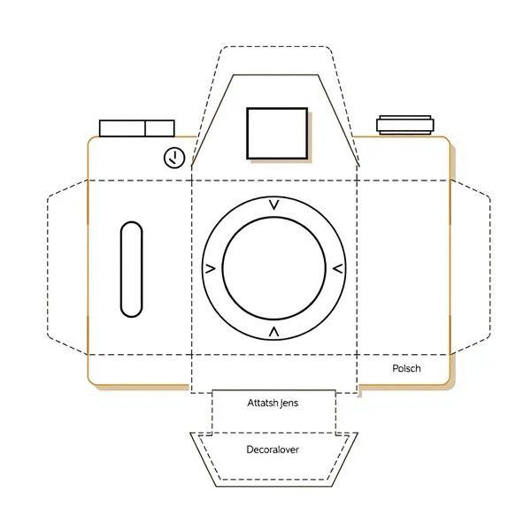 Szablon: papierowy aparat — wycinanka