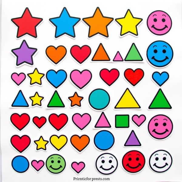 Arkusz naklejek — kształty i kolory