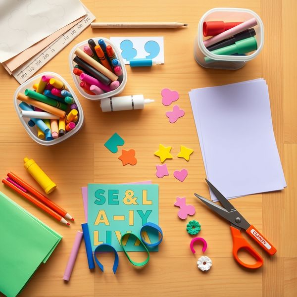 Zestaw materiałów na stoliku (flatlay)