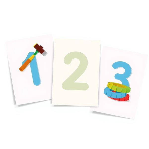 Karty liczb 1–3 z przedmiotami