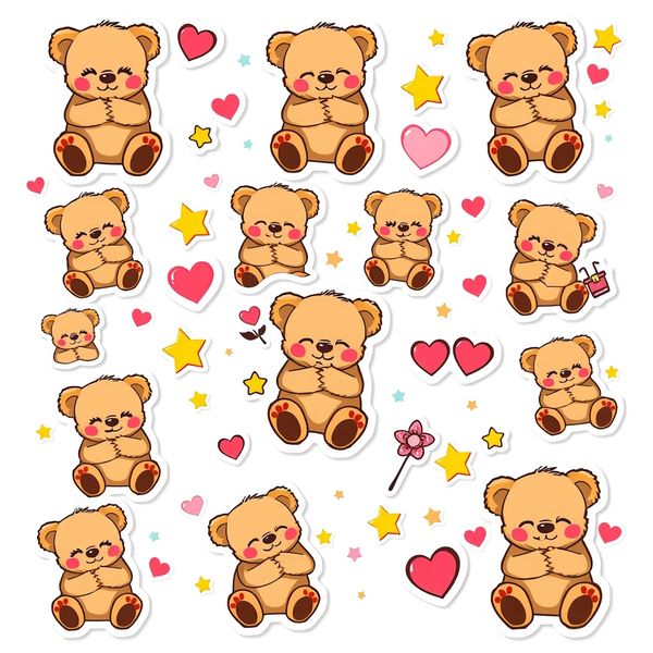 Naklejki: małe misie nagród