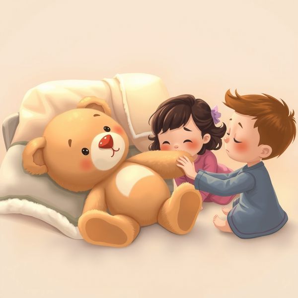 Obraz scenki: "Miś się przewrócił"