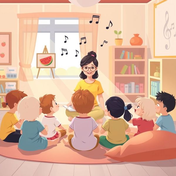 Ilustracja: Kółko powitalne z nauczycielem