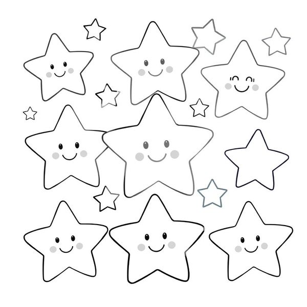 Kolorowanka — Duże gwiazdki i obłoczki