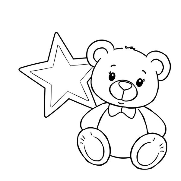 Kolorowanka — gwiazdka i miś (dla maluchów)