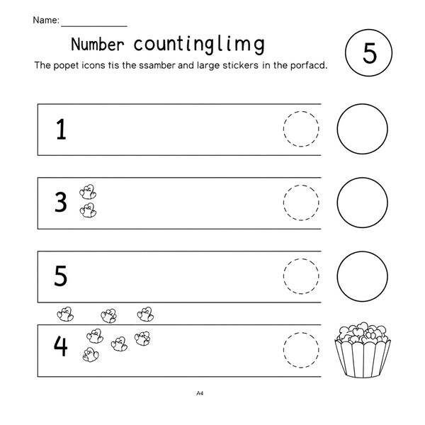 Karta do liczenia 1–5 z polami do zaznaczania