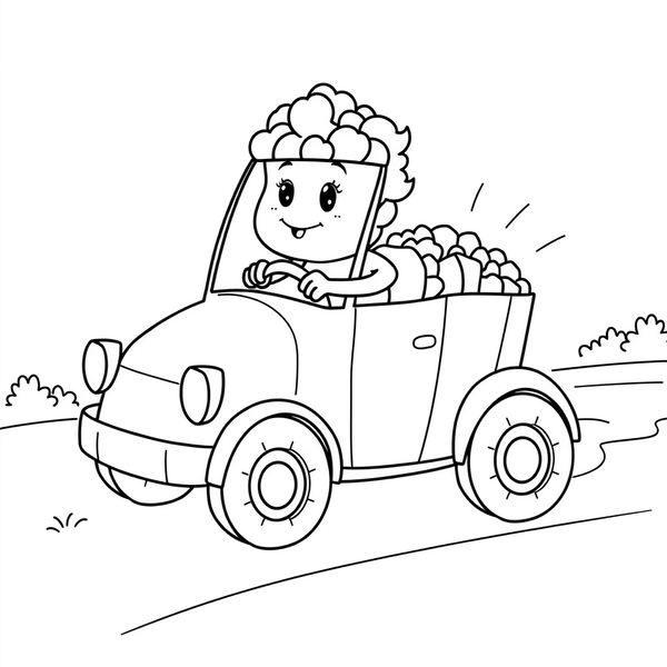 Kolorowanka: popcornowy pojazd/zwierzątko